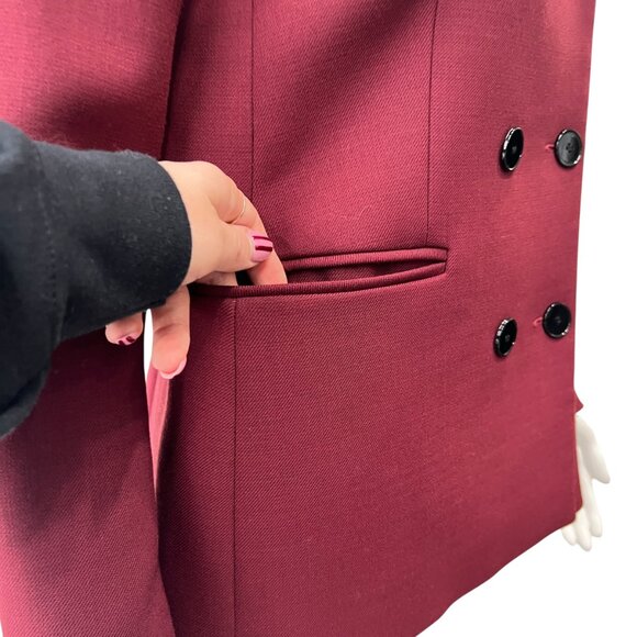 $690 Sandro Burgundy Red Double Breasted Blazer Jacket size FR 38/6 - Picture 4 of 10